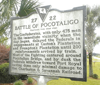 By DanTD - Own work, CC BY-SA 4.0, https://commons.wikimedia.org/w/index.php?curid=78484437
SC HM Battle of Pocotaligo-2 - Second Battle of Pocotaligo - Wikipedia
